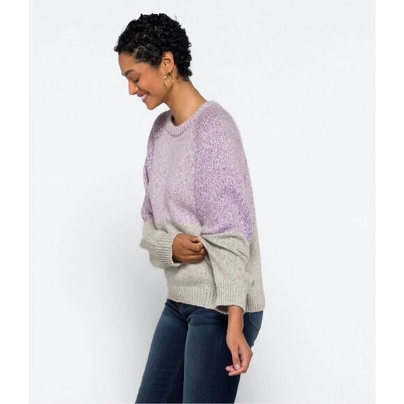 Velvet By Graham & Spencer‎ Womens Colorblock Skylar Sweater Lilac Gray XL NWT - Picture 3 of 11